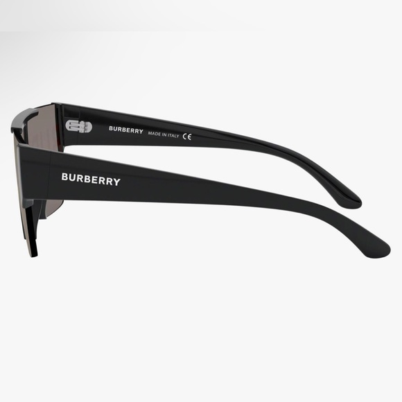 Burberry Black Plastic Rectangle Sunglasses Gold Mirror Lens - Picture 3 of 11